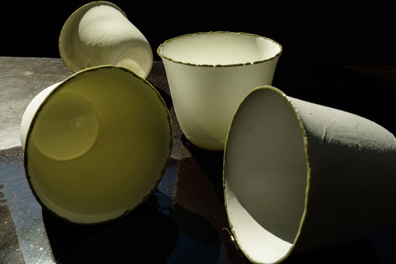 2020: Cup with Soul, porcelain with a rim of North Sea Mammoth Fossils glazing